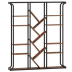 Hzuaneri Bookshelf, 3 Columns, 6 Tier Tree-Shaped Bookcase, 17 Open Independent Shelves, for Home Office, Bedroom, Living Room, 24 x 156 x 180 cm, Vintage Brown-Black BC53201B