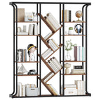 Hzuaneri Bookshelf, 3 Columns, 6 Tier Tree-Shaped Bookcase, 17 Open Independent Shelves, for Home Office, Bedroom, Living Room, 24 x 156 x 180 cm, Vintage Brown-Black BC53201B