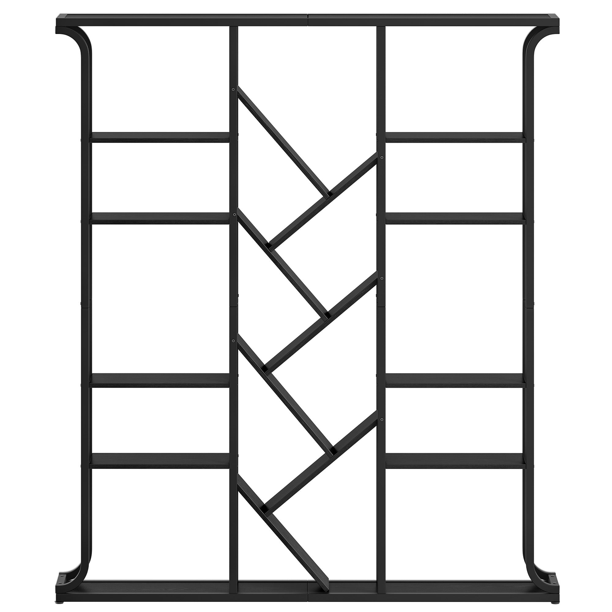Hzuaneri Bookshelf, 3 Columns, 6 Tier Tree-Shaped Bookcase, 17 Open Independent Shelves, for Home Office, Bedroom, Living Room, 24 x 156 x 180 cm, Black BC53204B