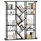 Hzuaneri Bookshelf, 3 Columns, 6 Tier Tree-Shaped Bookcase, 17 Open Independent Shelves, for Home Office, Bedroom, Living Room, 24 x 156 x 180 cm, Black BC53204B