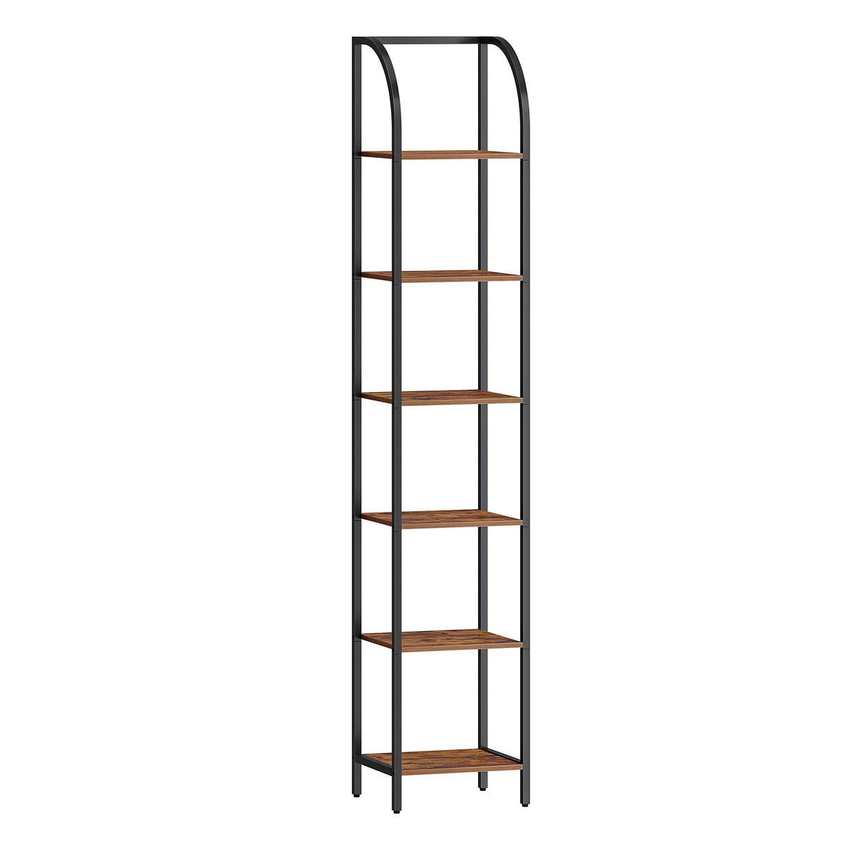 Hzuaneri Bookcase, 6-Tier Bookshelf, Narrow Bookcase Shelving Unit for Living Room, Office, Sturdy, Bedroom, 30 x 33.6 x 178 cm, Industrial, Rustic Brown and Black, BC56001B