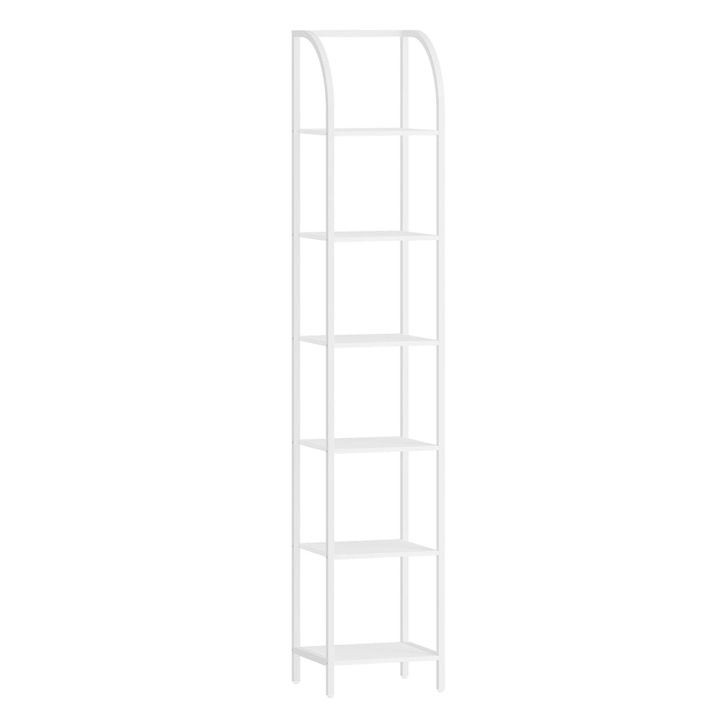 Hzuaneri Bookcase, 6-Tier Bookshelf, Narrow Bookcase Shelving Unit for Living Room, Office, Sturdy, Bedroom, 30 x 33.6 x 182.5 cm, Industrial, White, BC56013W