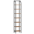 Hzuaneri Bookcase, 7-Tier Bookshelf, Narrow Bookcase Shelving Unit for Living Room, Office, Sturdy, Bedroom, 30 x 33.6 x 208.5 cm, Industrial, Rustic Brown and Black, BC57001B