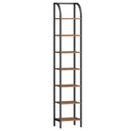 Hzuaneri Bookcase, 7-Tier Bookshelf, Narrow Bookcase Shelving Unit for Living Room, Office, Sturdy, Bedroom, 30 x 33.6 x 208.5 cm, Industrial, Rustic Brown and Black, BC57001B