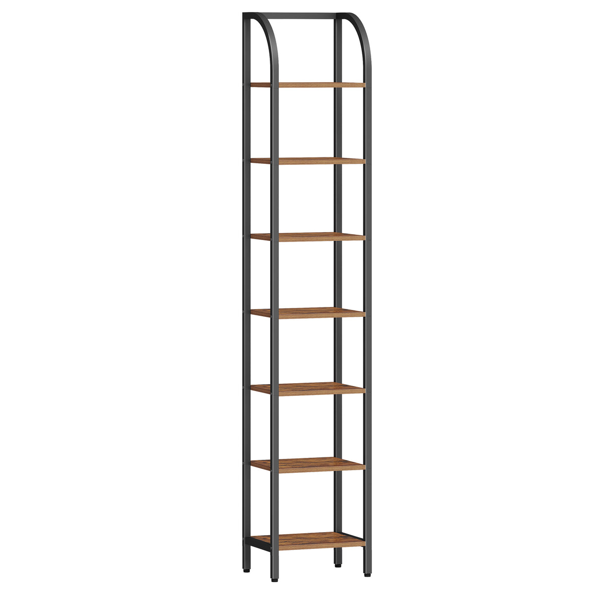 Hzuaneri Bookcase, 7-Tier Bookshelf, Narrow Bookcase Shelving Unit for Living Room, Office, Sturdy, Bedroom, 30 x 33.6 x 208.5 cm, Industrial, Rustic Brown and Black, BC57001B