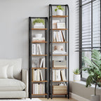 Hzuaneri Bookcase, 7-Tier Bookshelf, Narrow Bookcase Shelving Unit for Living Room, Office, Sturdy, Bedroom, 30 x 33.6 x 208.5 cm, Industrial, Rustic Brown and Black, BC57001B