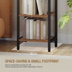 Hzuaneri Bookcase, 7-Tier Bookshelf, Narrow Bookcase Shelving Unit for Living Room, Office, Sturdy, Bedroom, 30 x 33.6 x 208.5 cm, Industrial, Rustic Brown and Black, BC57001B