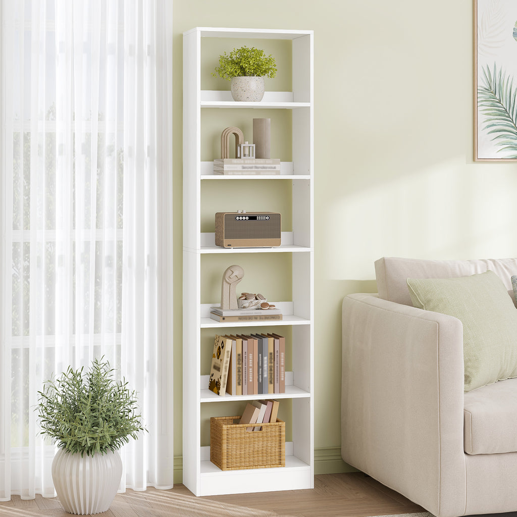 Hzuaneri  Bookcase, 6-Tier Bookcase, Cube Shelf, Modern Open Wooden Shelf, Storage Shelves and Display Shelves for Living Room, Home Office, Bedroom, White BC59603X