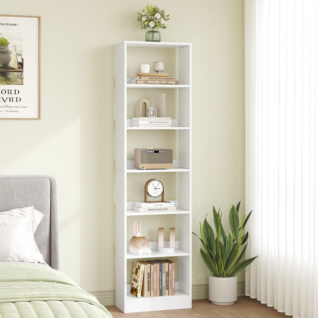 Hzuaneri  Bookcase, 6-Tier Bookcase, Cube Shelf, Modern Open Wooden Shelf, Storage Shelves and Display Shelves for Living Room, Home Office, Bedroom, White BC59603X