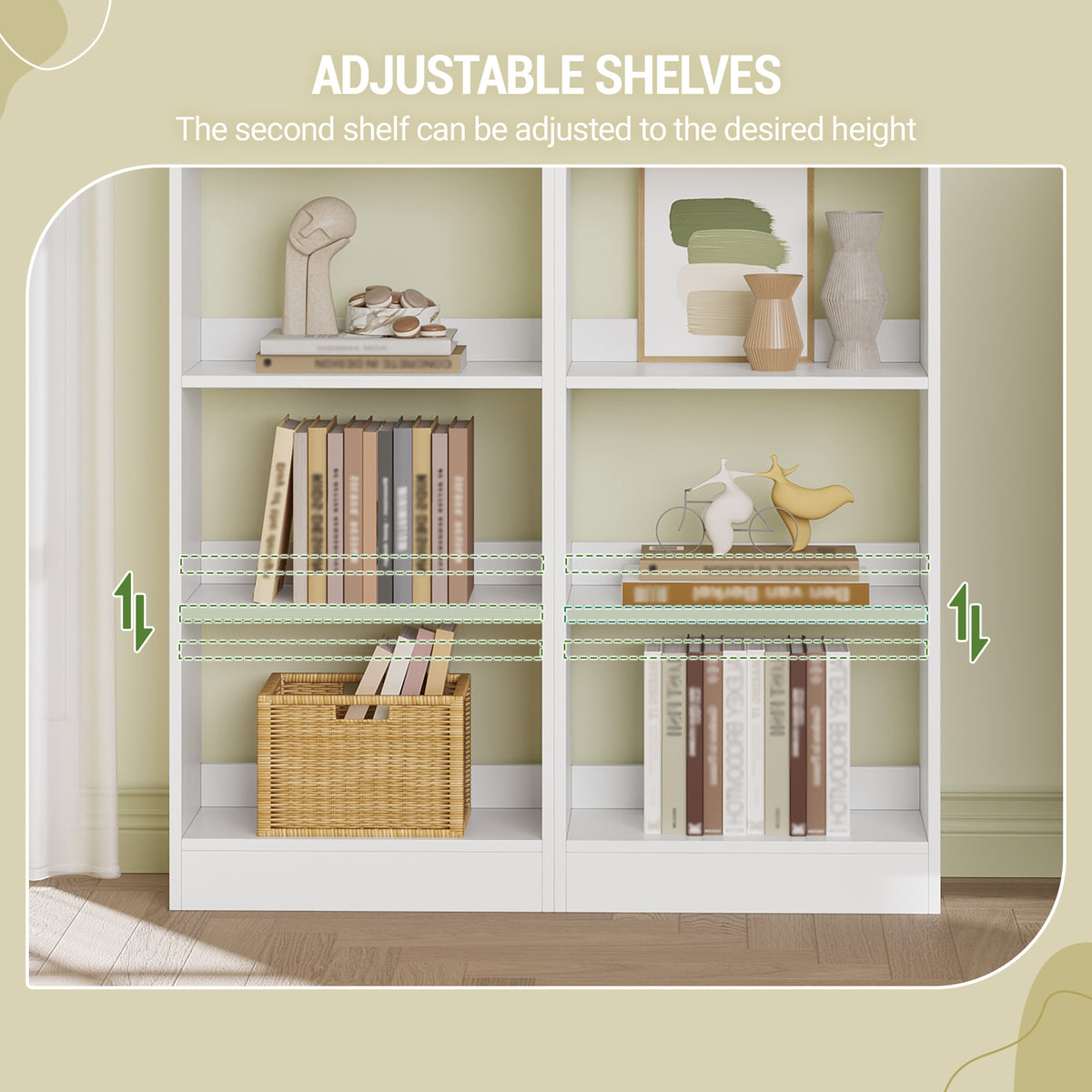 Hzuaneri  Bookcase, 6-Tier Bookcase, Cube Shelf, Modern Open Wooden Shelf, Storage Shelves and Display Shelves for Living Room, Home Office, Bedroom, White BC59603X