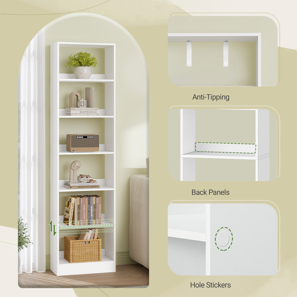Hzuaneri  Bookcase, 6-Tier Bookcase, Cube Shelf, Modern Open Wooden Shelf, Storage Shelves and Display Shelves for Living Room, Home Office, Bedroom, White BC59603X