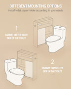 Hzuaneri Bathroom Storage Cabinet, Bathroom Floor Cabinet with Sliding Doors, Toilet Paper Holder and Hooks, Freestanding Storage with Adjustable Shelf, for Living Room, Bedroom, White BC62813X