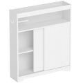 Hzuaneri Bathroom Cabinet, Niche Cabinet, Space-Saving Bathroom Cabinet with Toilet Paper Holder and Hooks, Sliding Door, Adjustable Shelf, for the Bathroom, 20 x 80 x 90 cm, White BC63813X