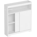 Hzuaneri Bathroom Cabinet, Niche Cabinet, Space-Saving Bathroom Cabinet with Toilet Paper Holder and Hooks, Sliding Door, Adjustable Shelf, for the Bathroom, 20 x 80 x 90 cm, White BC63813X
