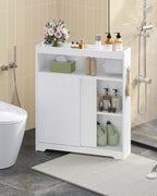 Hzuaneri Bathroom Cabinet, Niche Cabinet, Space-Saving Bathroom Cabinet with Toilet Paper Holder and Hooks, Sliding Door, Adjustable Shelf, for the Bathroom, 20 x 80 x 90 cm, White BC63813X