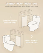 Hzuaneri Bathroom Cabinet, Niche Cabinet, Space-Saving Bathroom Cabinet with Toilet Paper Holder and Hooks, Sliding Door, Adjustable Shelf, for the Bathroom, 20 x 80 x 90 cm, White BC63813X