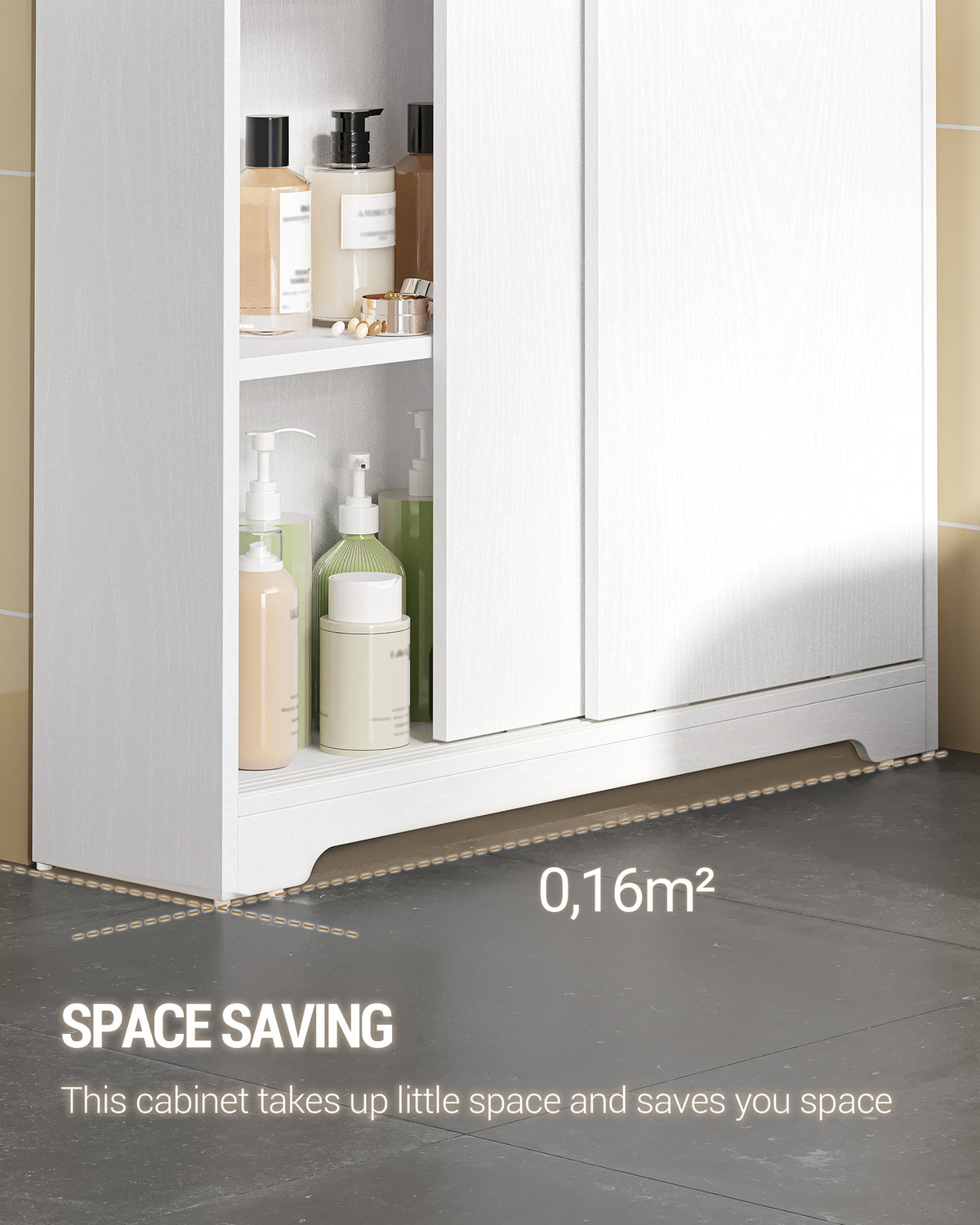 Hzuaneri Bathroom Cabinet, Niche Cabinet, Space-Saving Bathroom Cabinet with Toilet Paper Holder and Hooks, Sliding Door, Adjustable Shelf, for the Bathroom, 20 x 80 x 90 cm, White BC63813X