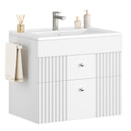 Hzuaneri Bathroom Vanity Unit, Wall-Mounted Sink with Cabinet, Bathroom Cabinet, 2 Drawers, 1 Towel Rail, Large Storage Capacity, 40 x 60 x 50 cm, White，BC64103X