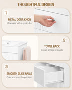 Hzuaneri Bathroom Vanity Unit, Wall-Mounted Sink with Cabinet, Bathroom Cabinet, 2 Drawers, 1 Towel Rail, Large Storage Capacity, 40 x 60 x 50 cm, White，BC64103X