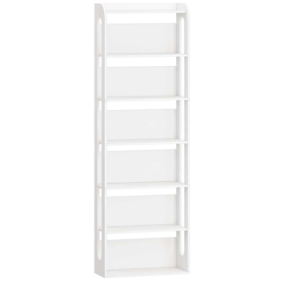Hzuaneri 7-Tier Wooden Bookshelf, 24x60x182cm Standing Shelf for Bedroom, Living Room & Study, White