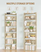 Hzuaneri  7-Tier Bookcase, Wooden Bookcase, Wooden Standing Shelf for Bedroom, Living Room and Study, 24 x 60 x 182 cm, Oak Colour BC70016X
