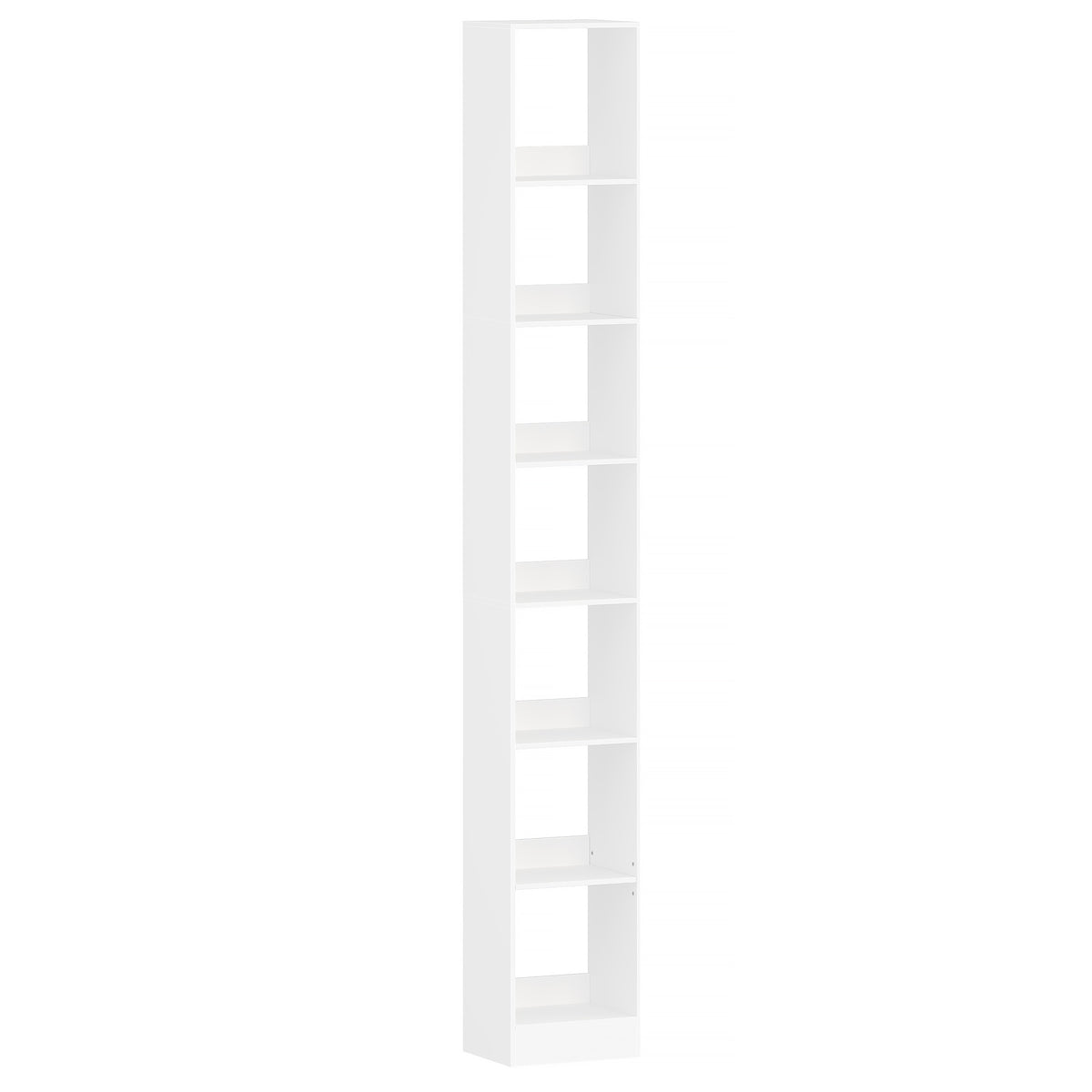 HEXCELEN 7-Tier Cube Bookcase, Modern Open Wooden Shelf for Living Room, Home Office & Bedroom, White