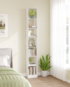 HEXCELEN 7-Tier Cube Bookcase, Modern Open Wooden Shelf for Living Room, Home Office & Bedroom, White