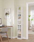 HEXCELEN 7-Tier Cube Bookcase, Modern Open Wooden Shelf for Living Room, Home Office & Bedroom, White