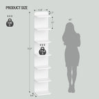 Hzuaneri 7 Tier Bookcase, Floating Bookshelf for Wall Mounted, Tall Narrow Bookcase, Vertical Bookshelf for Living Room, Office, Study, Entryway, White, BC88803X