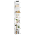 Hzuaneri 7 Tier Bookcase, Floating Bookshelf for Wall Mounted, Tall Narrow Bookcase, Vertical Bookshelf for Living Room, Office, Study, Entryway, White, BC88803X