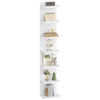Hzuaneri 7 Tier Bookcase, Floating Bookshelf for Wall Mounted, Tall Narrow Bookcase, Vertical Bookshelf for Living Room, Office, Study, Entryway, White, BC88803X