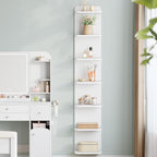 Hzuaneri 7 Tier Bookcase, Floating Bookshelf for Wall Mounted, Tall Narrow Bookcase, Vertical Bookshelf for Living Room, Office, Study, Entryway, White, BC88803X