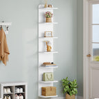Hzuaneri 7 Tier Bookcase, Floating Bookshelf for Wall Mounted, Tall Narrow Bookcase, Vertical Bookshelf for Living Room, Office, Study, Entryway, White, BC88803X