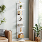 Hzuaneri 7 Tier Bookcase, Floating Bookshelf for Wall Mounted, Tall Narrow Bookcase, Vertical Bookshelf for Living Room, Office, Study, Entryway, White, BC88803X