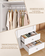 Hzuaneri Wardrobe with 4 Doors and 2 Drawers, Wardrobe with Clothes Rail and Shelf, Hinged Door Wardrobe for Bedroom, Guest Room and Small Spaces, White BW08003E