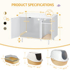 Hzuaneri Cat Litter Box Enclosure, Hidden Litter Box Furniture with Scratching Mat, Wooden Pet House Side End Table, Tall Legs, Double Doors, 80 x 50 x 61 cm, White CB01513W