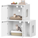 Hzuaneri Cat Cabinet for 2 Cats, Cat Litter Box Cabinet, Hidden Cat House with Double Compartments, Can Be Used as a TV Cabinet, Cat Furniture, 140 x 48.3 x 48 cm, White CB65603X
