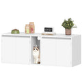 Hzuaneri Cat Cabinet for 2 Cats, Cat Litter Box Cabinet, Hidden Cat House with Double Compartments, Can Be Used as a TV Cabinet, Cat Furniture, 140 x 48.3 x 48 cm, White CB65603X