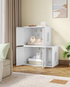 Hzuaneri Cat Cabinet for 2 Cats, Cat Litter Box Cabinet, Hidden Cat House with Double Compartments, Can Be Used as a TV Cabinet, Cat Furniture, 140 x 48.3 x 48 cm, White CB65603X
