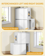 Hzuaneri Cat Cabinet for 2 Cats, Cat Litter Box Cabinet, Hidden Cat House with Double Compartments, Can Be Used as a TV Cabinet, Cat Furniture, 140 x 48.3 x 48 cm, White CB65603X