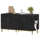 Hzuaneri Cat Cabinet for 2 Cats, 119cm Cat Litter Box Cabinet, Black | Hidden Cat Litter Box Furniture, Wooden Pet House, Storage Cabinet Bench, Suitable for Cat Litter Boxes, CB82304A