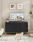 Hzuaneri Cat Cabinet for 2 Cats, 119cm Cat Litter Box Cabinet, Black | Hidden Cat Litter Box Furniture, Wooden Pet House, Storage Cabinet Bench, Suitable for Cat Litter Boxes, CB82304A