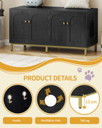 Hzuaneri Cat Cabinet for 2 Cats, 119cm Cat Litter Box Cabinet, Black | Hidden Cat Litter Box Furniture, Wooden Pet House, Storage Cabinet Bench, Suitable for Cat Litter Boxes, CB82304A