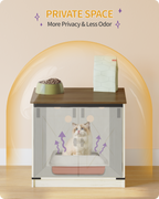 Hzuaneri Cat Litter Box Enclosure, Hidden Litter Box Furniture with Detachable Dividers, Reversible Entrance Left or Right Side, Wooden Cat House, 60 x 50 x 54 cm, Rustic Brown and White CB84514X