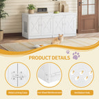 Hzuaneri Cat Cabinet, Cat Litter Tray Cabinet for 2 Cats, Hidden Cat Litter Box Cabinet, Indoor Cat House, Farmhouse Style, 119 x 48 x 53.5 cm, White CB85313W