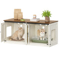 Hzuaneri Cat Cabinet, Cat Litter Box Cabinet for 2 Cats, Hidden Cat Litter Box Cabinet, Brown and White CB85314X