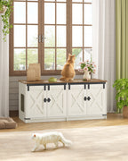 Hzuaneri Cat Cabinet, Cat Litter Box Cabinet for 2 Cats, Hidden Cat Litter Box Cabinet, Brown and White CB85314X