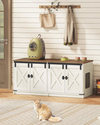 Hzuaneri Cat Cabinet, Cat Litter Box Cabinet for 2 Cats, Hidden Cat Litter Box Cabinet, Brown and White CB85314X