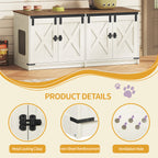 Hzuaneri Cat Litter Box Enclosure, Farmhouse Hidden Litter Box Cabinet Furniture with 2 Door, Indoor Cat House with Adjustable Dividers, 80 x 50 x 79.5cm, Rustic Brown and White CB85414X