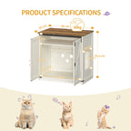 Hzuaneri Cat Litter Box Enclosure, Farmhouse Hidden Litter Box Cabinet Furniture with 2 Door, Indoor Cat House with Adjustable Dividers, 80 x 50 x 79.5cm, Rustic Brown and White CB85414X